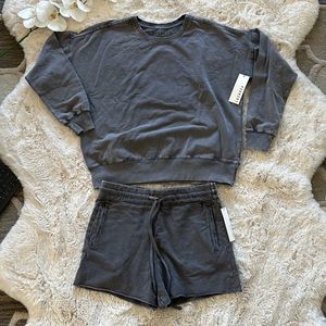 LACAUSA Set Sweatshirt & Shorts Grey Size XS